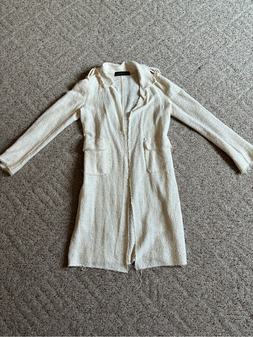 Zara Woman Textured Off-White Bouclé Jacket